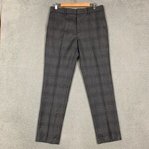 Banana Republic Dress Pant Men's 32 x 32 Gray Plaid Vitale Barberis Flannel 120s